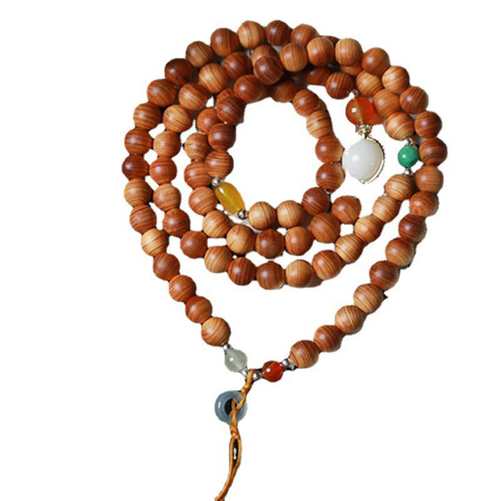 Collier et bracelet de guérison Mala en bois de rose tibétain avec Buddha Stones