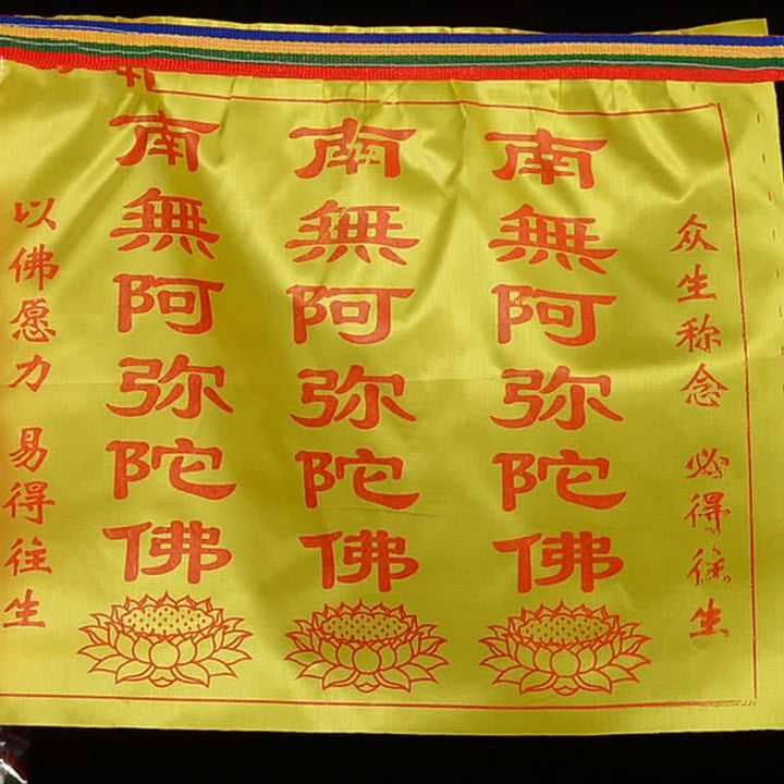 Buddha Stones Drapeau de prière tibétain à 7 couleurs, symbole du cheval du vent et du lotus, pour l'extérieur (21 pièces). - image 20