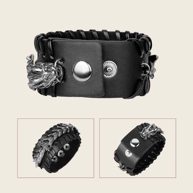 Bracelet de protection en cuir de dragon