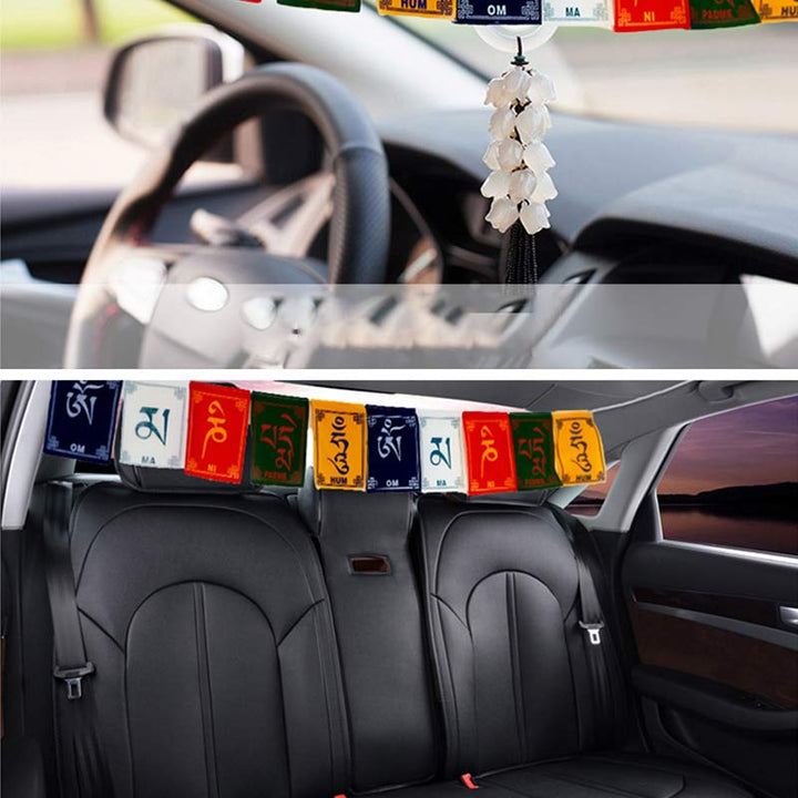 Drapeau de prière tibétain Om Mani Padme Hum pour voiture extérieure - image 2