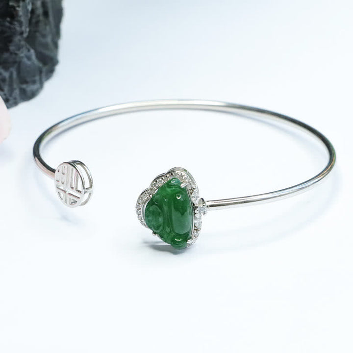Bracelet porte-bonheur en jade et en argent sterling 925 avec Bouddha Buddha Stones