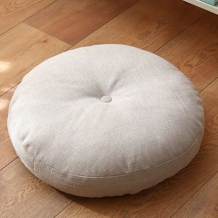 Coussin de siège de méditation en lin à motif simple Buddha Stones et lotus, décoration de salon pour la maison - Détachable - 40cm*10cm - Beige - image 7