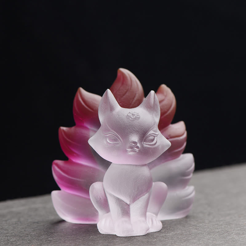 Buddha Stones Petit renard à neuf queues Succès Force Figurine Décoration de la maison