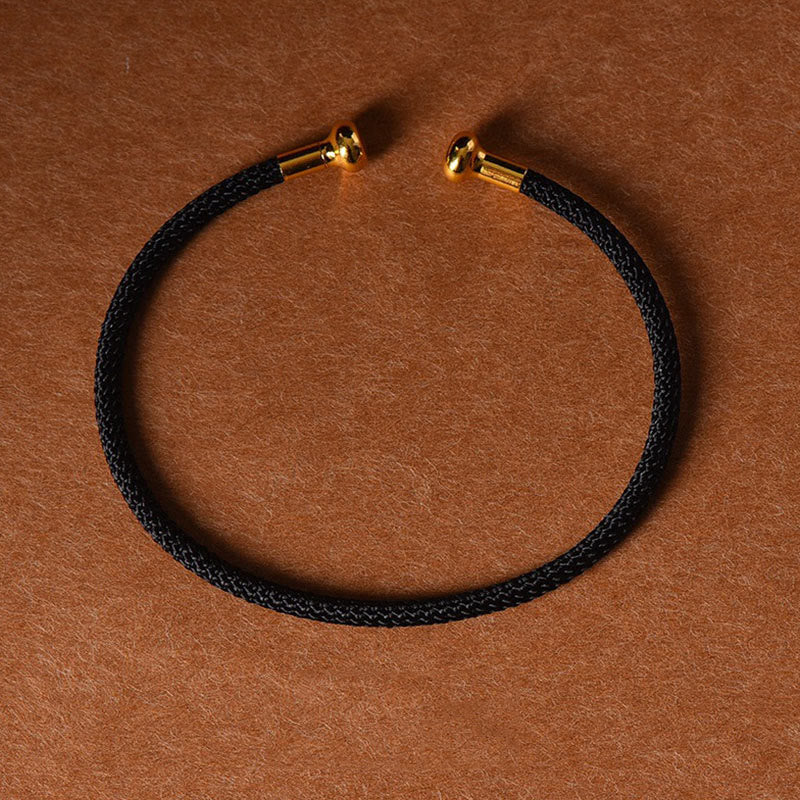 Bracelet manchette tressé fait main avec Buddha Stones au design simple - Noir - image 12