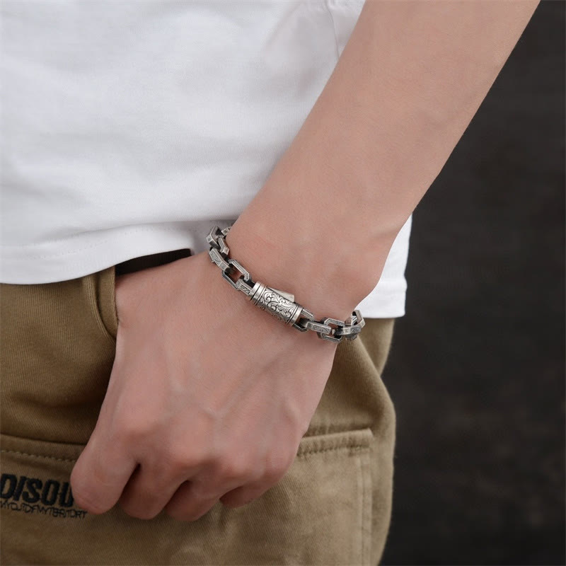 Bracelet énergétique porte-bonheur gravé avec motif floral de la dynastie Tang vintage Buddha Stones