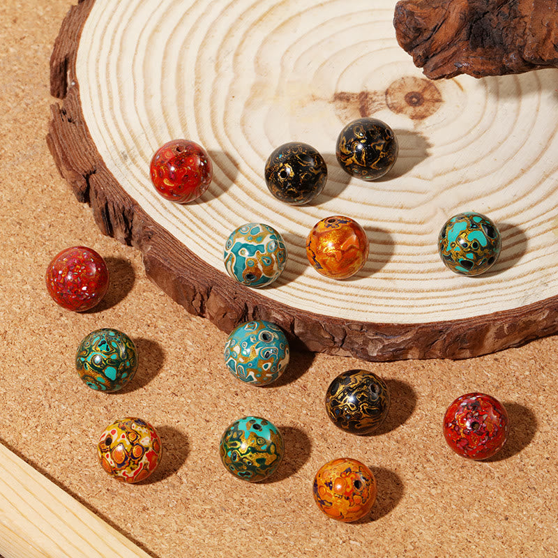 Bracelet calme en perles de laque multicolores naturelles Buddha Stones
