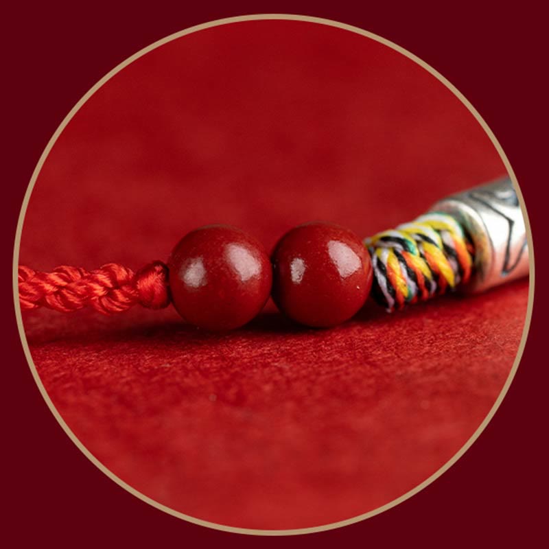 Bracelet de cheville tressé artisanal en argent sterling 925 avec perles de cinabre et poisson koï de Buddha Stones - image 9