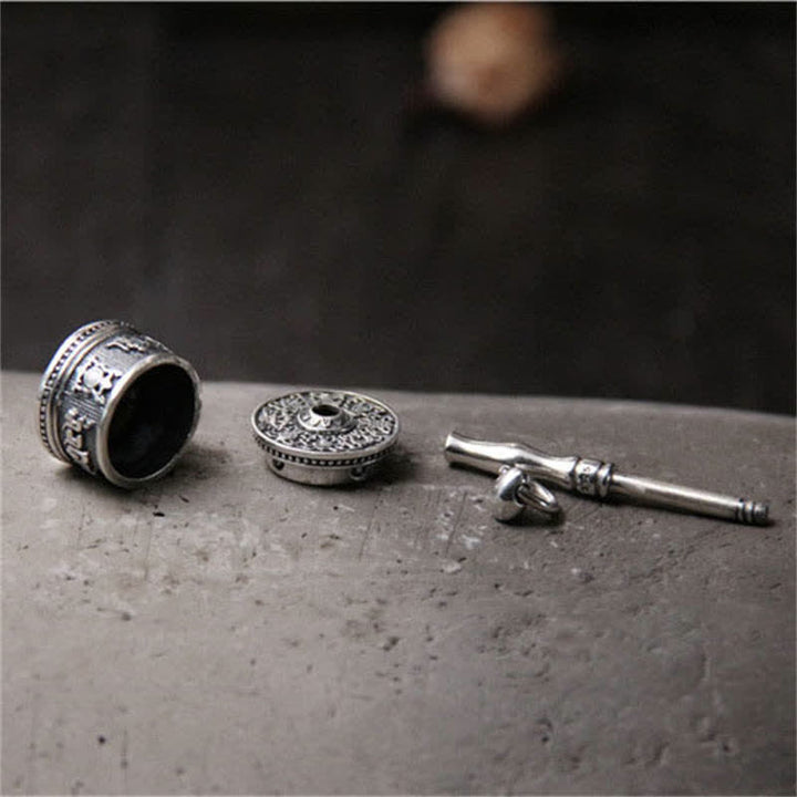 Collier pendentif rotatif en argent sterling 925 Buddha Stones et roue de prière Om Mani Padme Hum - image 6