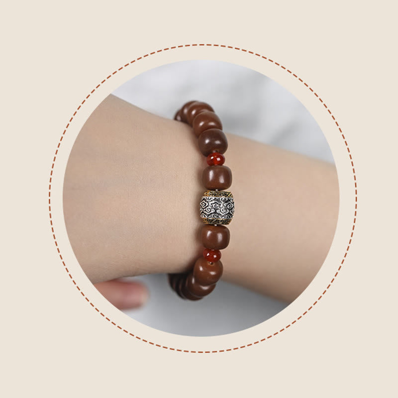 Bracelet de paix en perles de caractère Fu avec des Buddha Stones et des graines de Bodhi