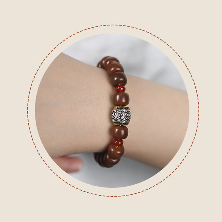 Bracelet de paix en perles de caractère Fu avec des Buddha Stones et des graines de Bodhi