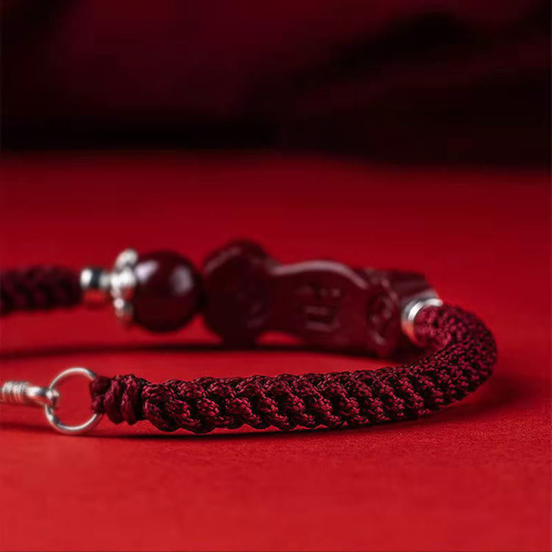 Bracelet tressé PiXiu Cinabre Fait Main par Buddha Stones