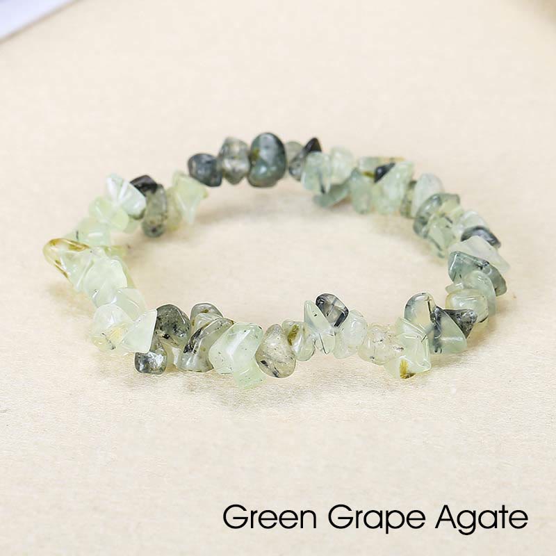 Bracelet apaisant et chaleureux en pierre de cristal de forme irrégulière naturelle - Agate raisin vert (Tour de poignet : 15-18 cm) - image 52