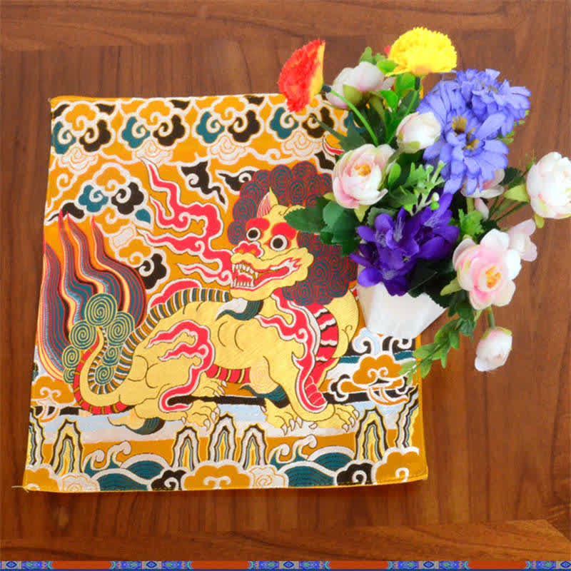 Tapis d'autel de prière Fengshui Kirin Tapis de méditation de guérison Symbole de bon augure