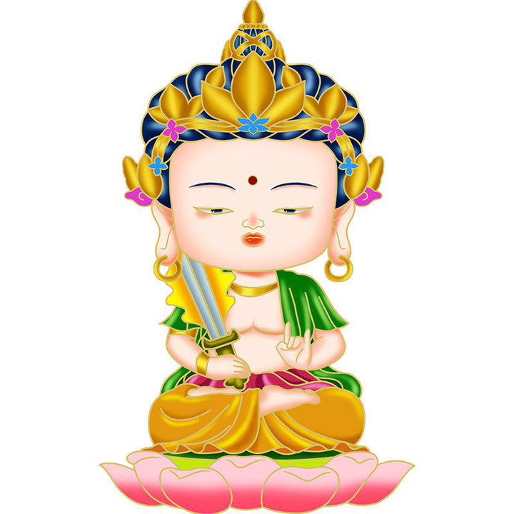 Buddha Stones Zodiaque chinois Bouddha natal Bénédiction Richesse Fortune Autocollant de téléphone pour réfrigérateur