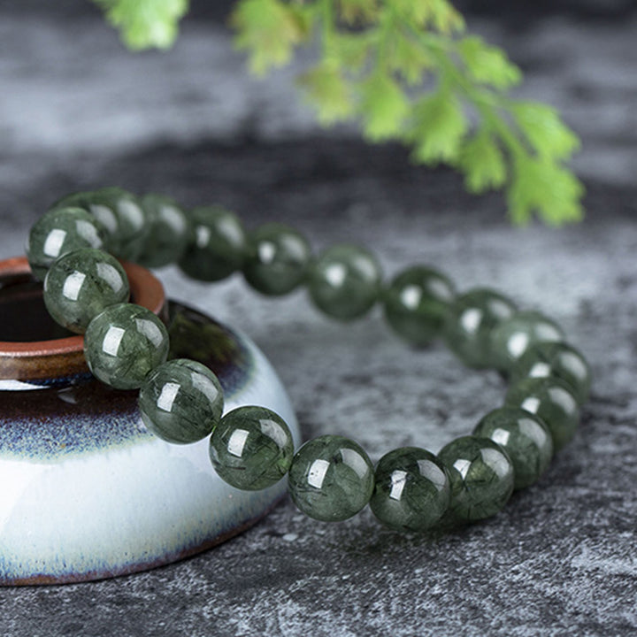 Bracelet de bénédiction et de richesse en cristal vert naturel Buddha Stones