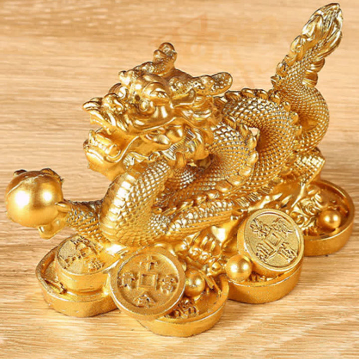 Buddha Stones Feng Shui Dragon Pièce de monnaie en cuivre Richesse Succès Chance Décoration
