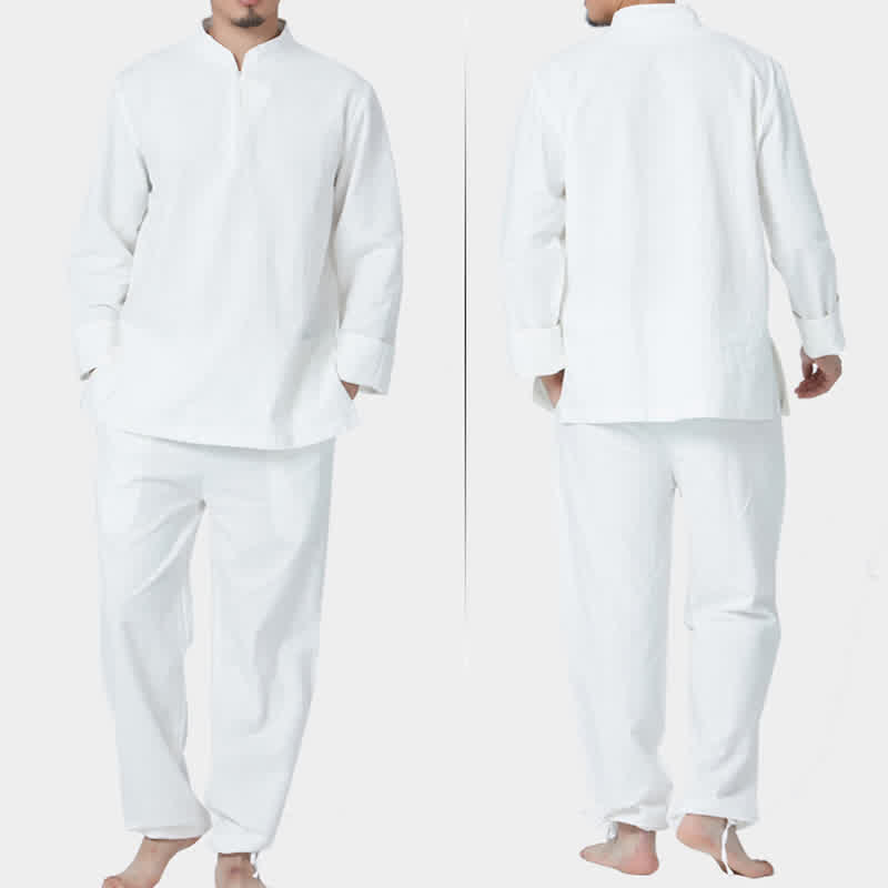 Ensemble de vêtements en coton et lin pour homme Buddha Stones, méditation spirituelle, zen, yoga, prière
