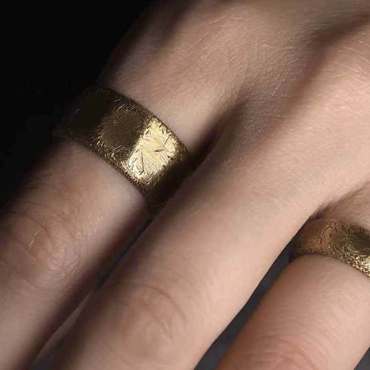 Bague de richesse tibétaine en cuivre et laiton givré au design simple - image 12