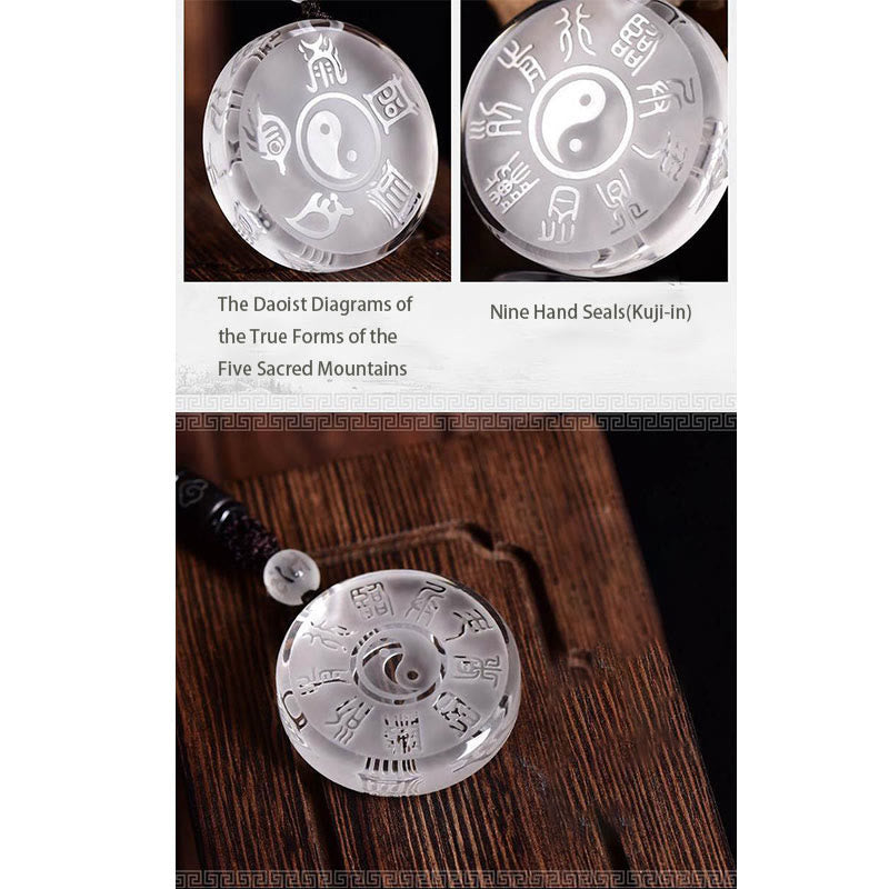 Buddha Stones Taoïsme Cinq montagnes sacrées Symbole Yin Yang Collier pendentif d'équilibre en cristal Liuli Porte-clés - image 7