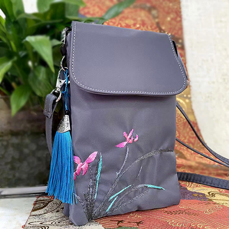 Sac à bandoulière en Buddha Stones imperméable brodé à la main avec fleurs de lotus - image 27