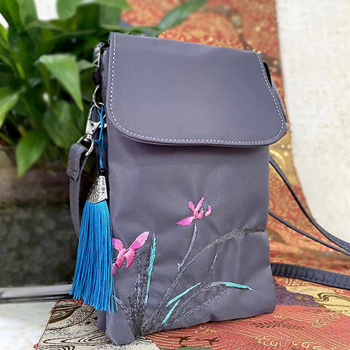 Sac à bandoulière en Buddha Stones imperméable brodé à la main avec fleurs de lotus - image 27
