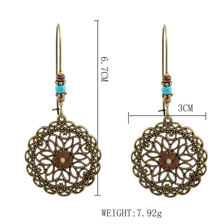 Boucles d'oreilles pendantes porte-bonheur à motif de fleurs rondes