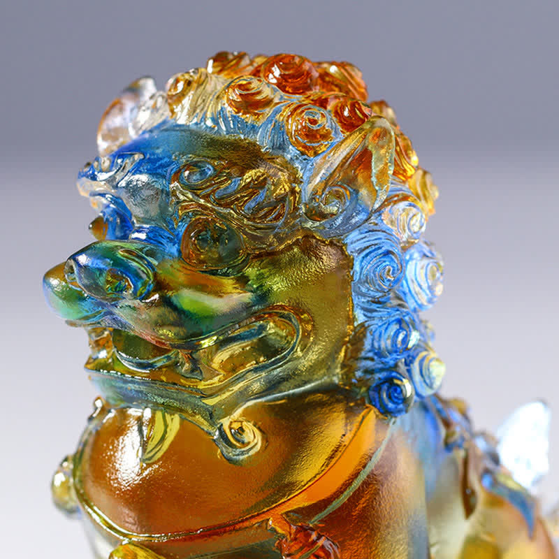 Pièce d'art en cristal de lion Liuli faite à la main Décoration de bureau à domicile