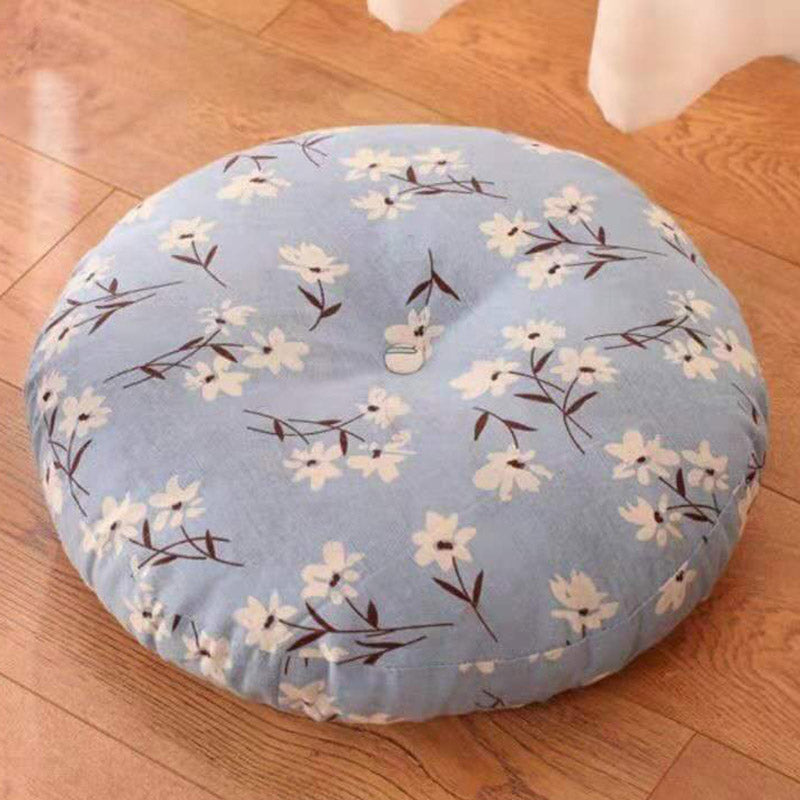 Coussin de siège de méditation en lin à motif simple Buddha Stones et lotus, décoration de salon pour la maison - Détachable - 40cm*10cm - Cyan clair - image 25