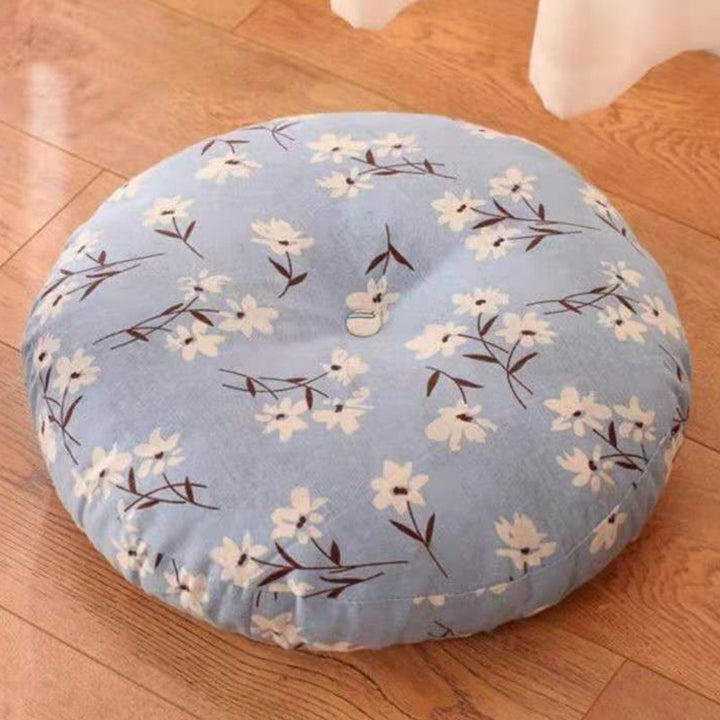 Coussin de siège de méditation en lin à motif simple Buddha Stones et lotus, décoration de salon pour la maison - Détachable - 40cm*10cm - Cyan clair - image 25