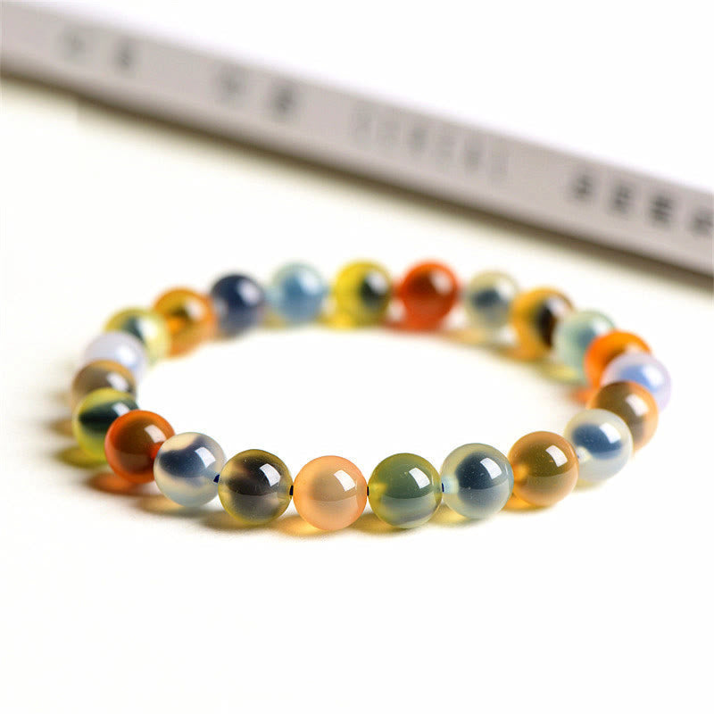 Bracelet de perles en agate naturelle colorée de Buddha Stones Harmony Strength
