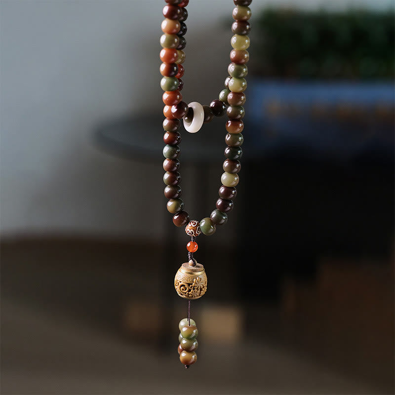 Bracelet Mala 108 Buddha Stones en pierre de Bodhi de couleur Dunhuang, perle Dzi pour éloigner les mauvais esprits