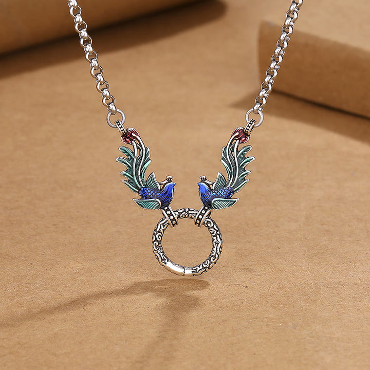 Collier avec pendentif en Buddha Stones, phénix, fleur de lotus, protection de la chance - Phénix (Chance ♥ Force) - image 1