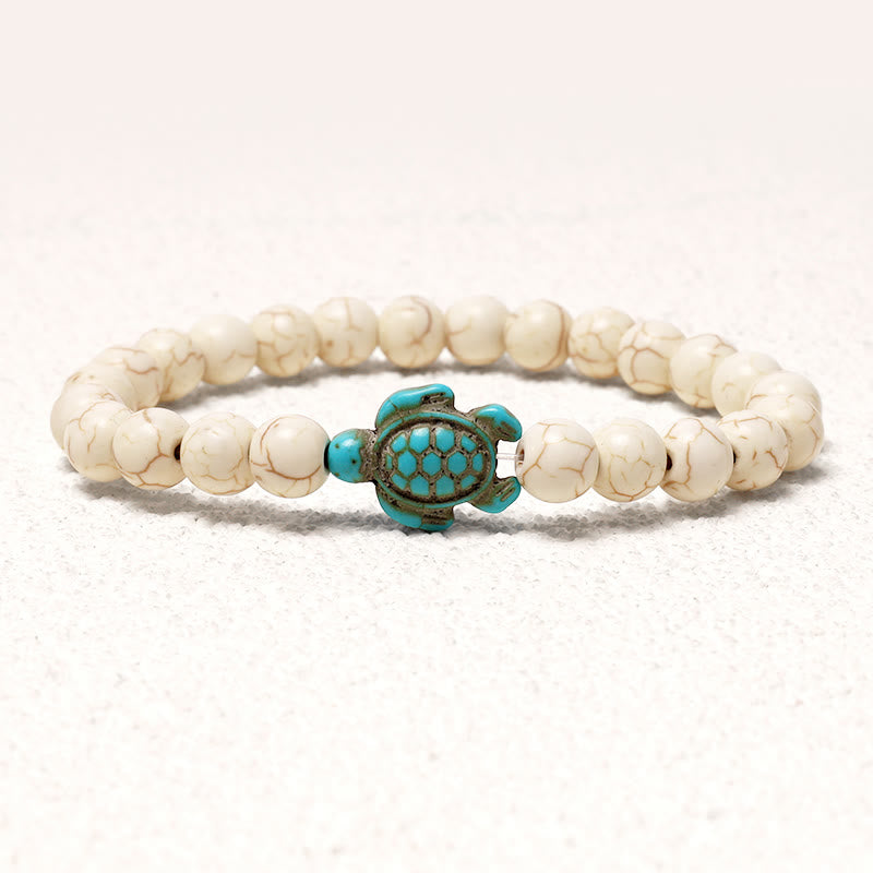 Bracelet de bénédiction en pierre naturelle de Buddha Stones avec tortue de mer turquoise