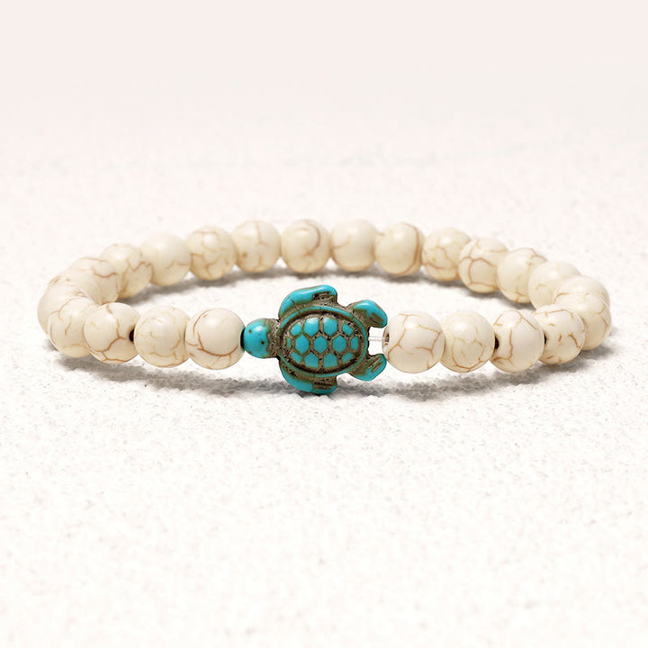 Bracelet de bénédiction en pierre naturelle de Buddha Stones avec tortue de mer turquoise