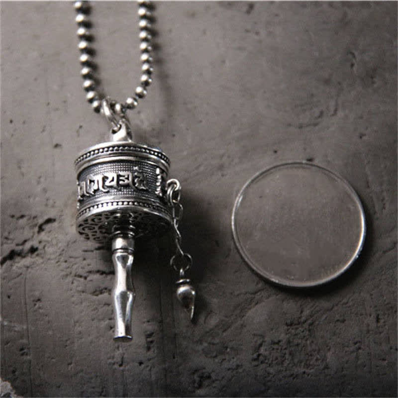 Collier pendentif rotatif en argent sterling 925 Buddha Stones et roue de prière Om Mani Padme Hum - image 4