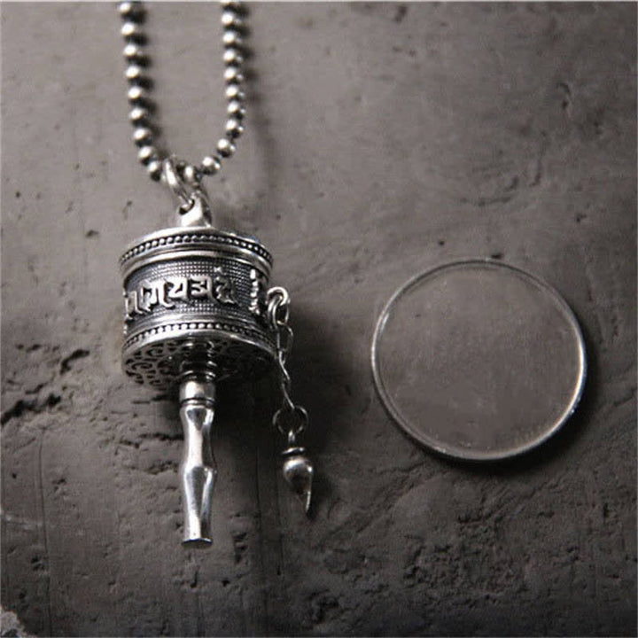 Collier pendentif rotatif en argent sterling 925 Buddha Stones et roue de prière Om Mani Padme Hum - image 4