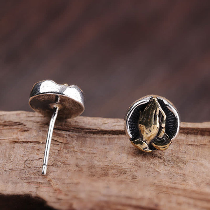 Boucles d'oreilles à tige Namaste Equality en argent sterling 925 Buddha Stones - image 12