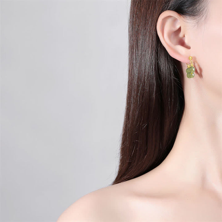 Boucles d'oreilles en argent sterling 925 avec perles d'agate rouge Hetian Jade