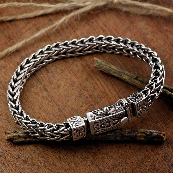 Bracelet de guérison équilibré tressé avec motif de dragon rétro Buddha Stones