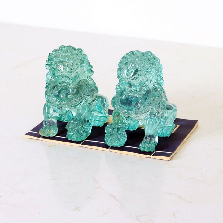Lot de 2 statues de lion en résine pour décoration de maison ou de bureau - image 1