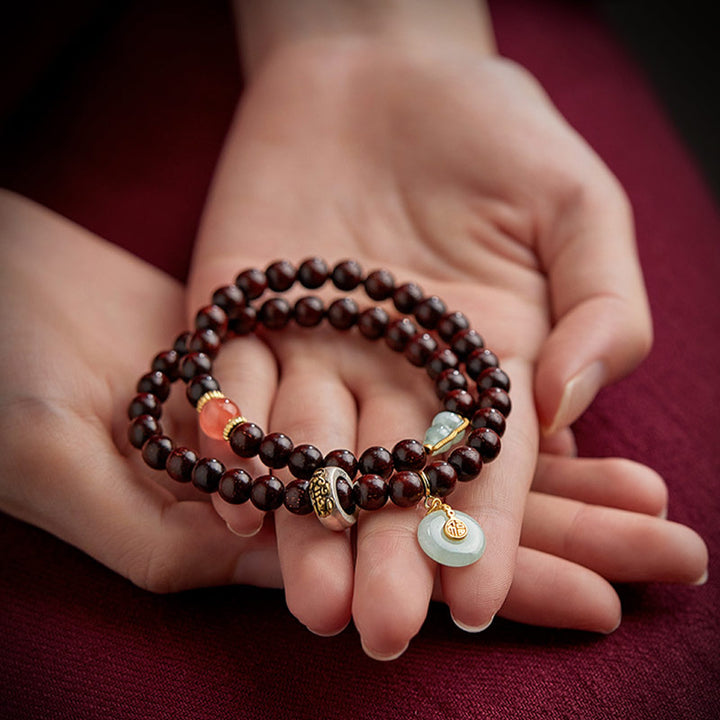 Buddha Stones Zodiaque chinois Bouddha natal Petite feuille Bois de santal rouge Jade Agate rouge Bracelet apaisant PiXiu