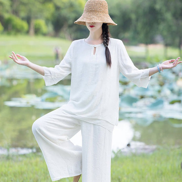 Ensemble de vêtements pour femme Tai Chi Méditation Prière Zen Spirituel Matin Pratique - image 8