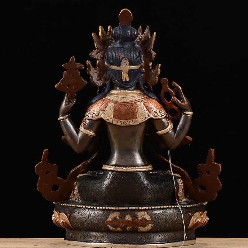 Statue décorative en cuivre de protection à quatre bras du Bodhisattva Chenrezig Avalokitesvara - image 6