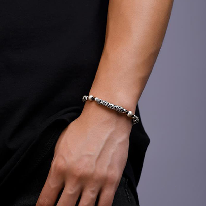 Bracelet en fil de richesse en argent sterling 999 fait main en cuivre et Buddha Stones du Tibet