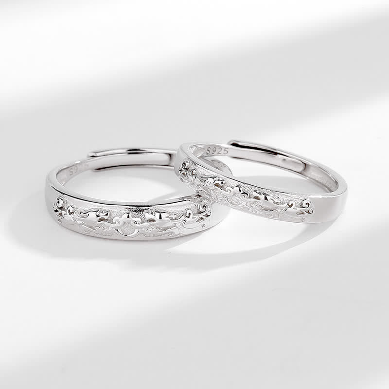 Bague de couple réglable en argent sterling 925 Buddha Stones PiXiu Balance