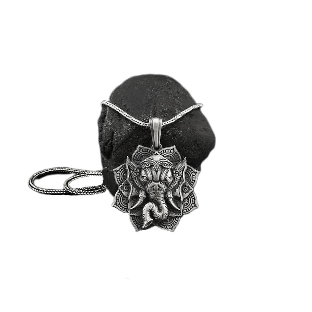 Collier pendentif amulette de protection de l'éléphant Ganesh Ganpati en étain pur avec Buddha Stones - image 3