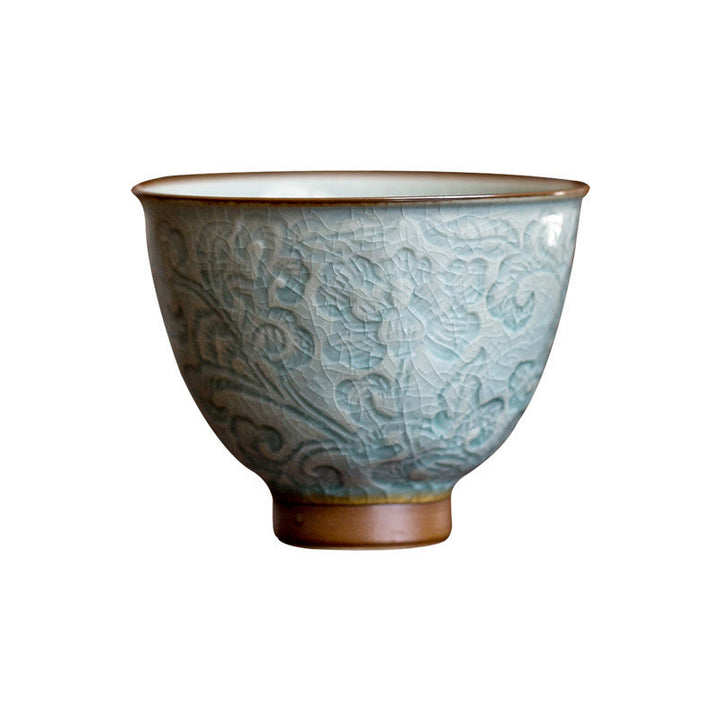 Tasse à thé en céramique sculptée Buddha Stones Lotus Tasse à thé Kung Fu