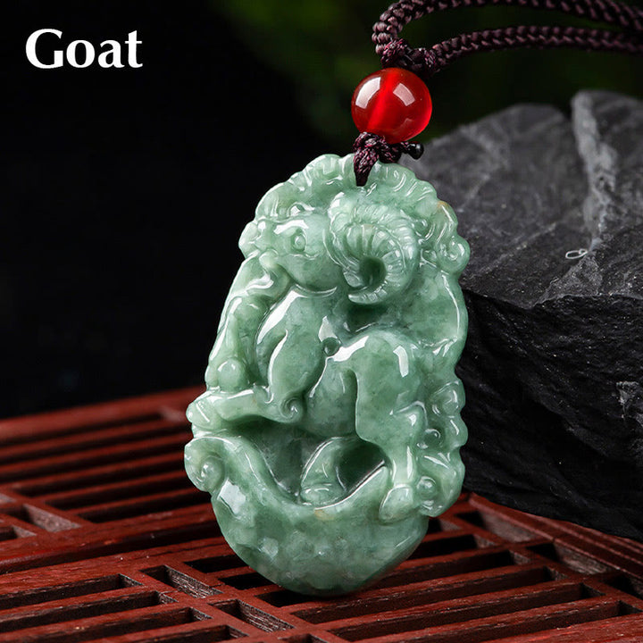 Buddha Stones pendentif de prospérité en jade naturel avec 12 signes du zodiaque chinois - Chèvre - image 21