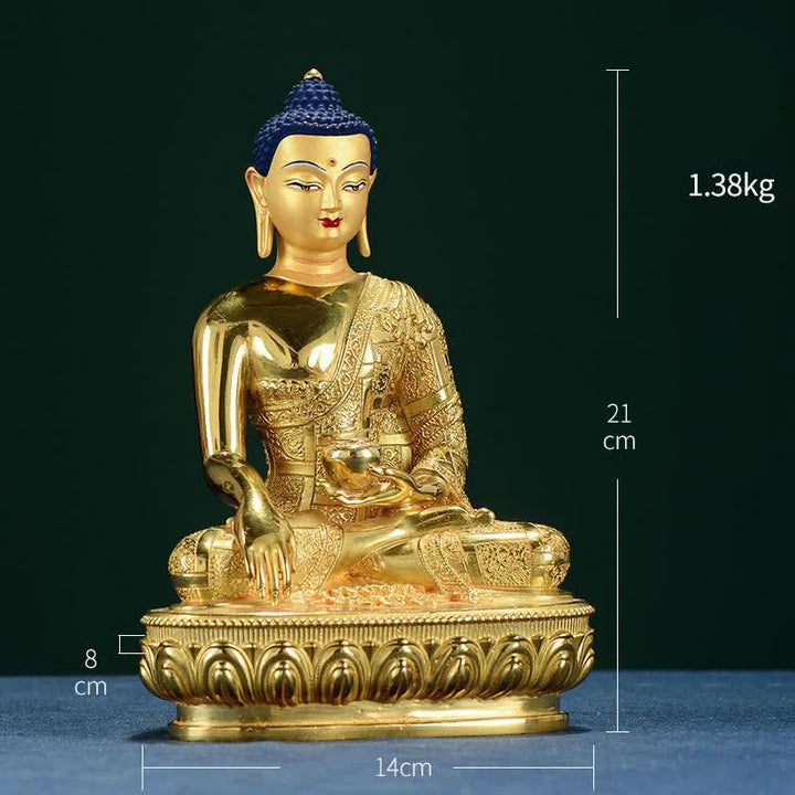 Statue en cuivre de l'illumination de Bouddha Shakyamuni, décoration pour la maison - 21*14*8cm - image 7