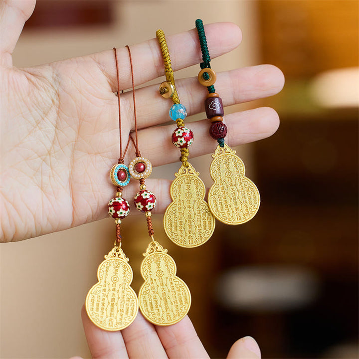 Buddha Stones Wu Lou Gourd Fu Caractère Tai Sui Amulette Fortune Téléphone Suspendu Décoration Porte-clés
